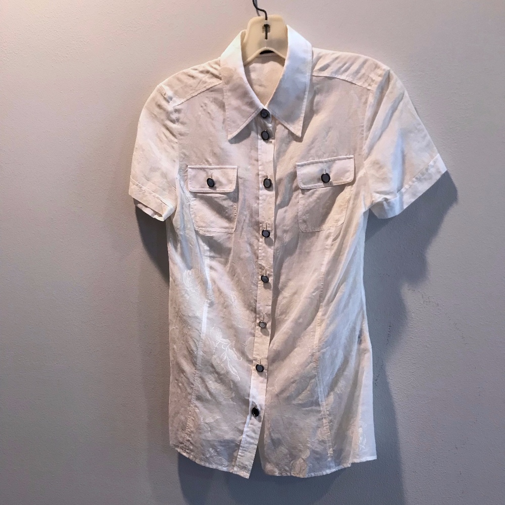 Dolce & Gabbana Floral Sheer Button Down Blouse